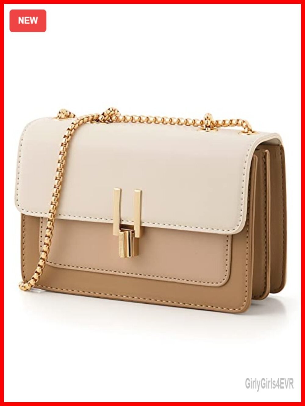 Faux Leather Crossbody Bag with Turn Lock Closure